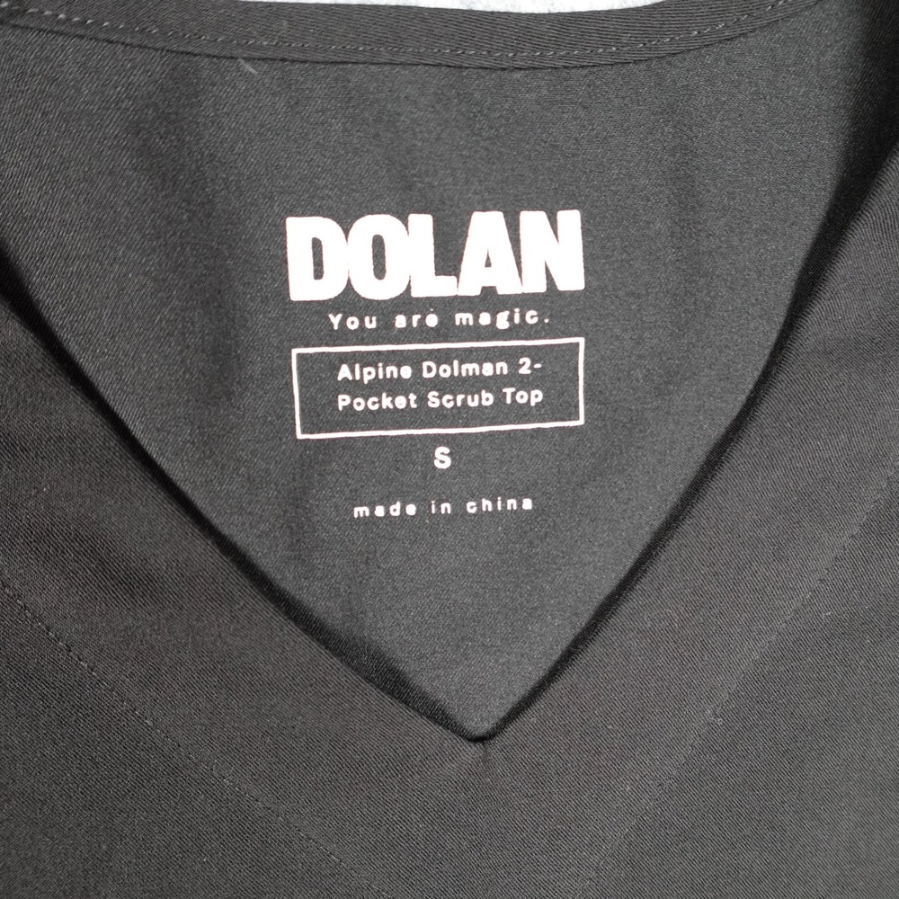 DOLAN Top Women Small Black 2 Pocket Scrub V Neck 3/4 Sleeve Medical Nurse - Picture 2 of 12